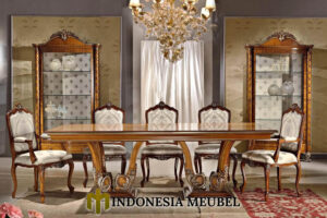 Meja Makan Mewah Jati Klasik Luxury Design MJ-54