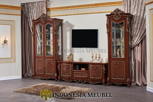 Bufet TV Jati Mewah Classic Luxury Natural Glossy MJ-123