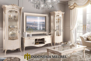 Desain Bufet TV Mewah Rose Carving Solid Duco Luxury MJ-127