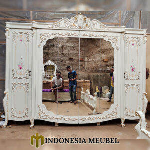 Lemari Baju Cantik Ukiran Mewah Painting Luxury Model MJ-148