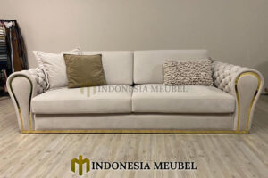 Sofa Tamu Mewah Minimalis Stainless Gold Candy Line Model MJ-134